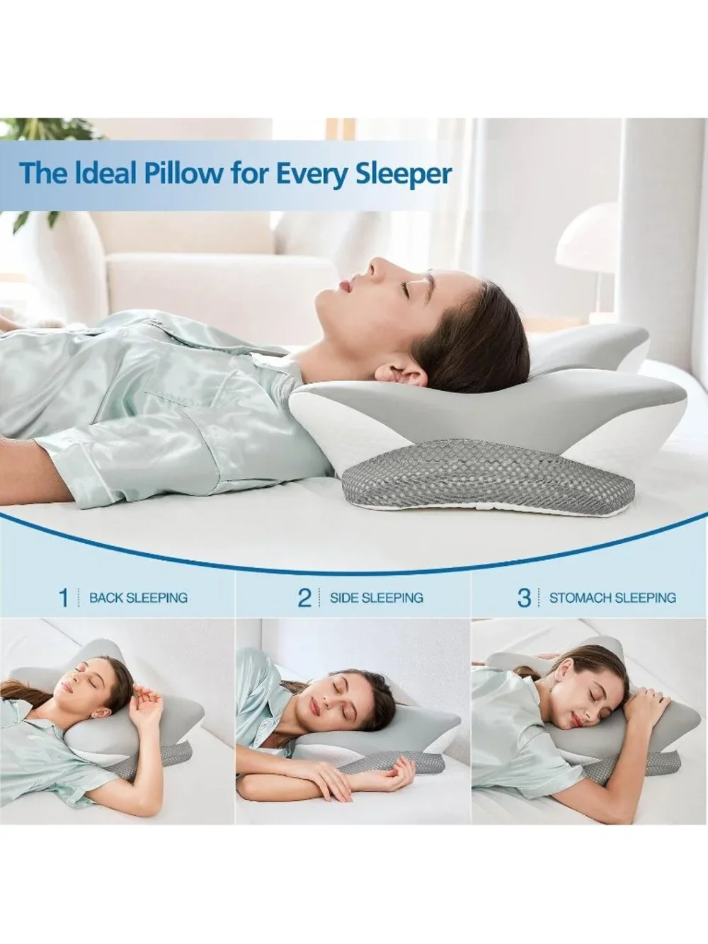 〽️Memory Foam Cervical Pillow Contour Orthopedic Neck Pain Relief Support Pillow